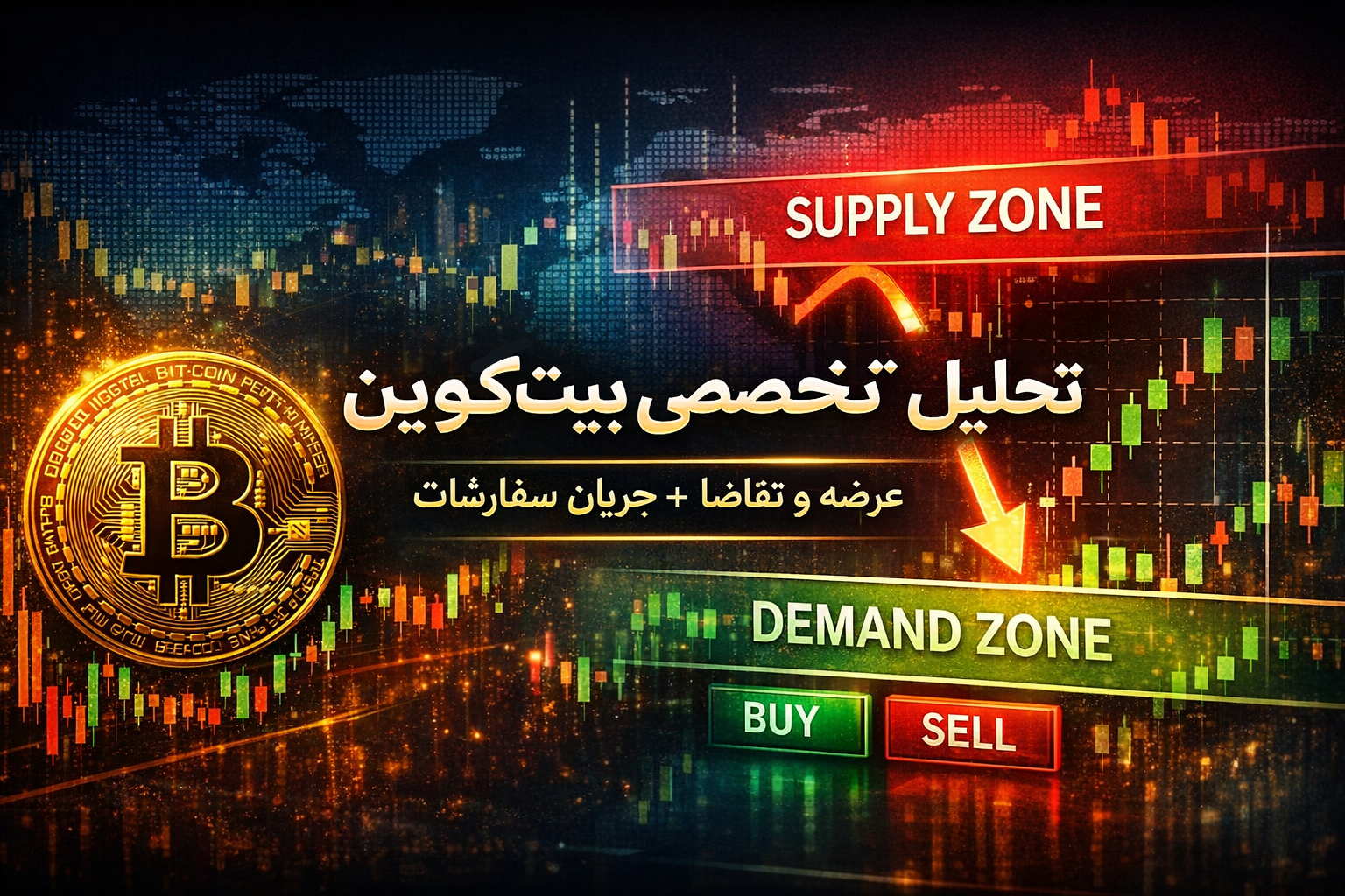 تحلیل تخصصی بیت‌کوین بر پایه عرضه و تقاضا و جریان سفارشات